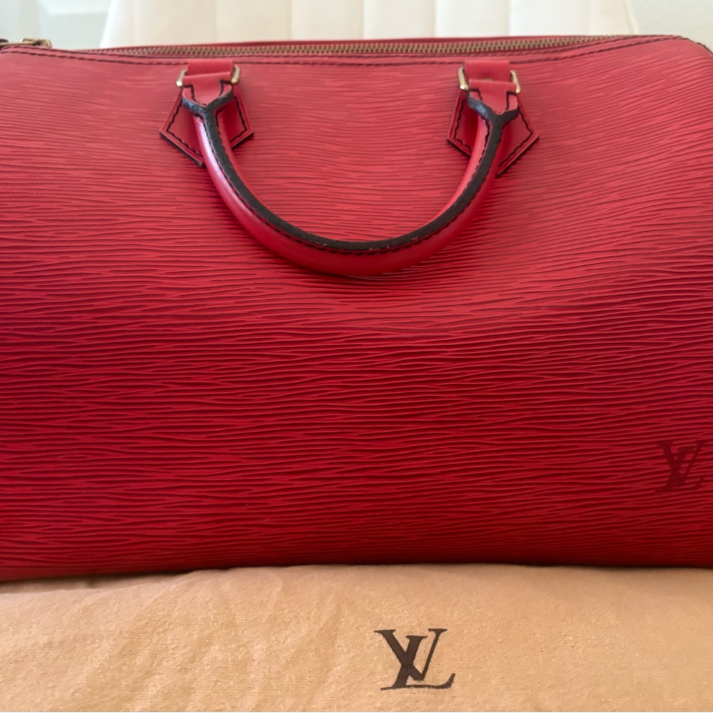Louis Vuitton Red Epi Leather Speedy 35 Handbag